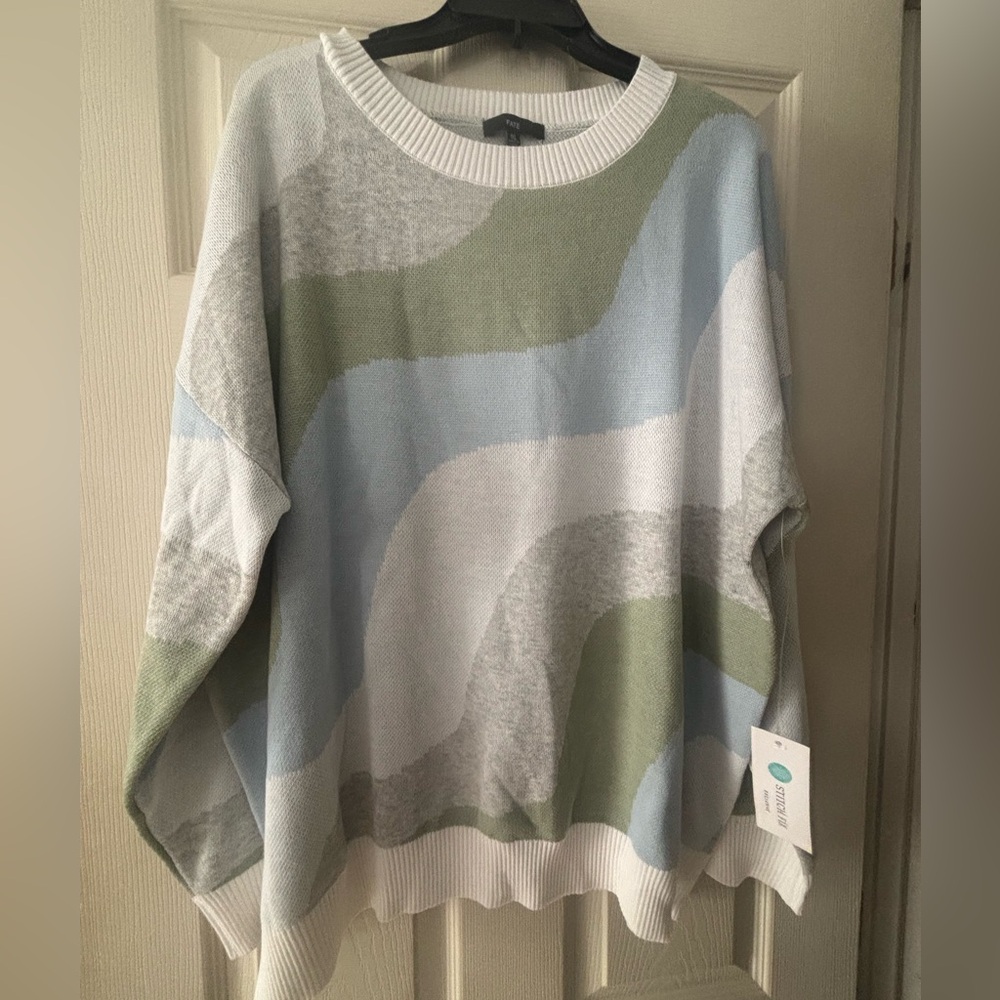 Fate Pastel Wave Sweater - Green, Blue, Gray